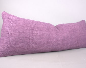 Home Decor Pillow, Turkish Kilim Pillow, 16x42 Pillow for Sofa, Interior Designer Pillow, Purple Pillow Cover, Neck Pillow, Hemp Pillow,