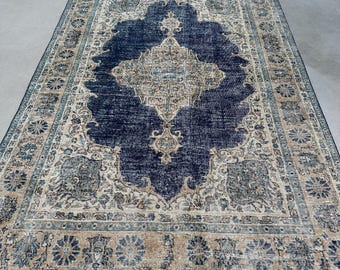 Vintage Rug, Turkish Rug, 7x10 Large Rugs, Oushak Rug, Rugs For