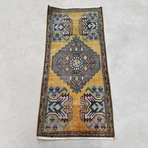 Turkish Rug, Vintage Rug, Small Rugs, Oushak Rug, Rugs For Bathroom, 1.5x3.2 ft Yellow Rug, Floor Rug, Small Woven Rug,