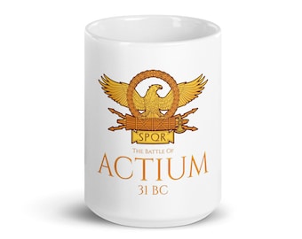 Roman Eagle SPQR the battle of Actium White glossy mug