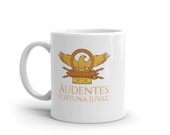 Audentes Fortuna Iuvat - Fortune Favors The Bold - Ancient Rome White Glossy Mug
