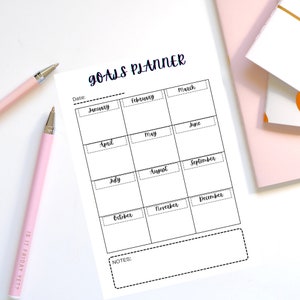 Planejador de metas, definição de metas, planejador de metas para impressão, planejador minimalista, A4/A3/8,5 x 11 pol., download instantâneo para impressão, meta de meta, plano fácil