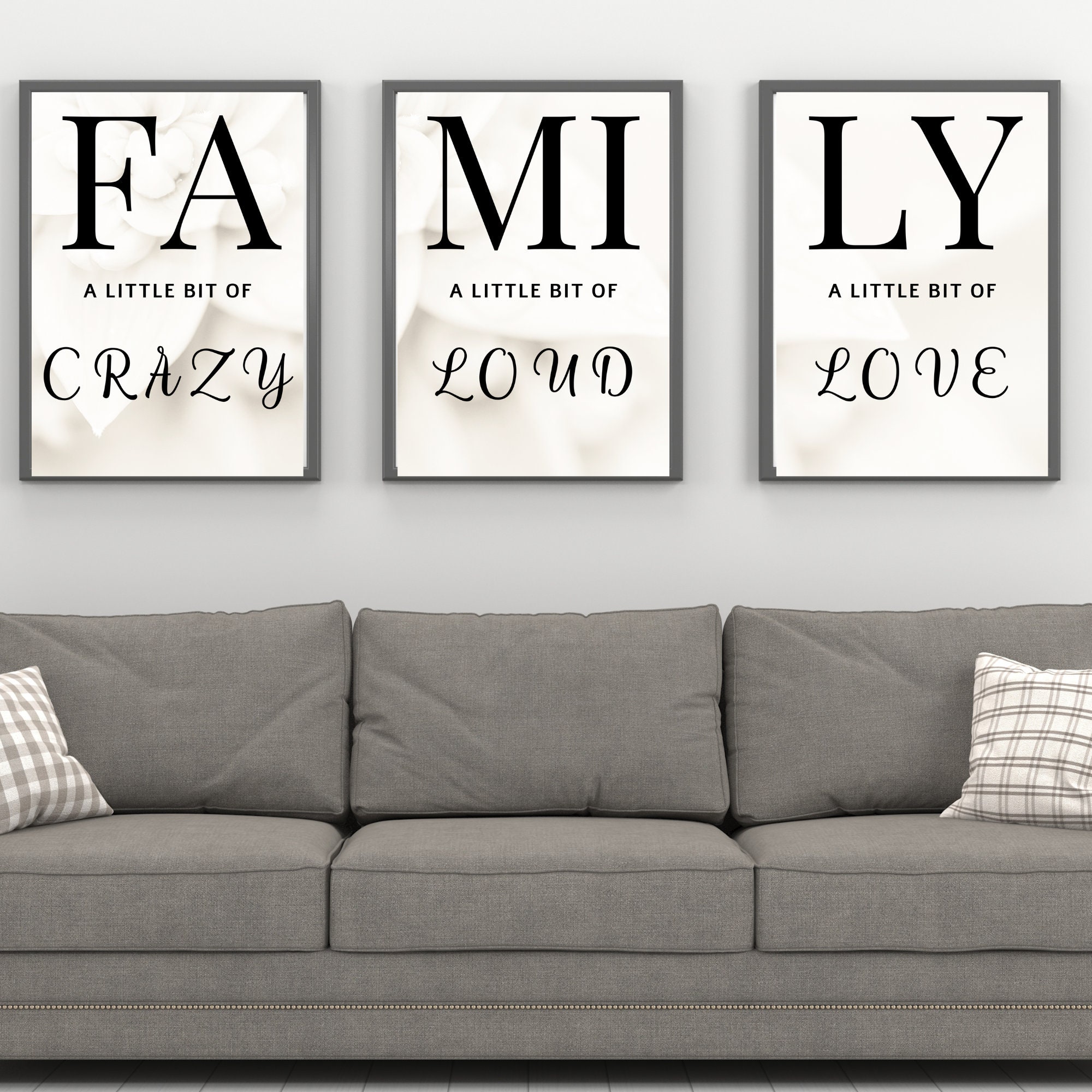 FAMILY SIGN, Family Wall Art Decor, Set of 3 Family Prints, Family is a ...
