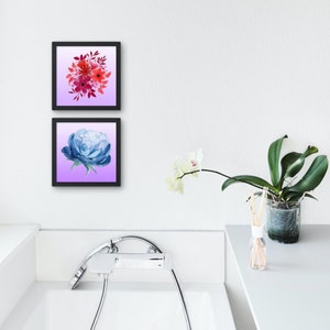 Flower Wall Art, Wall Deco, Family Deco, Floral Art, Purple Theme