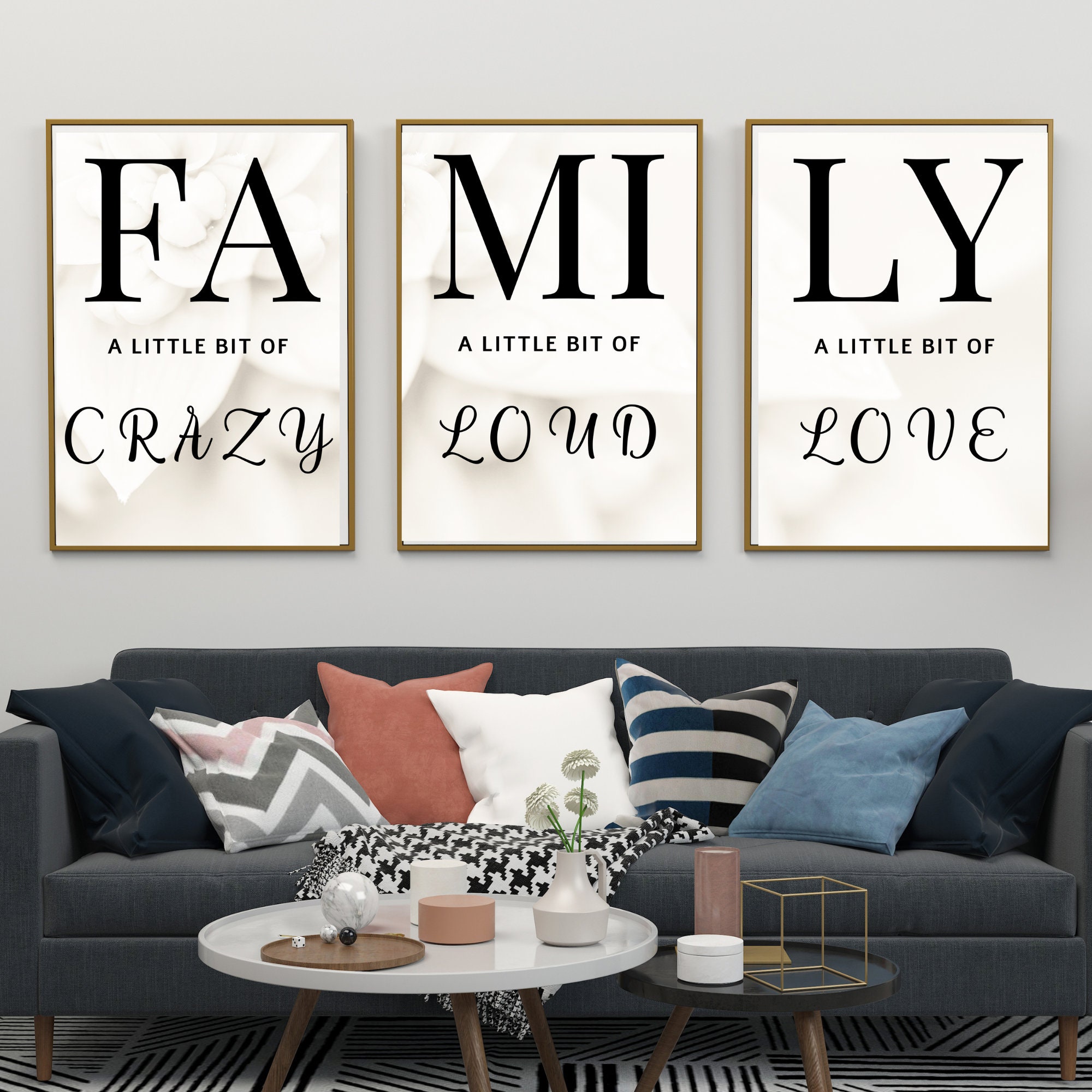 FAMILY SIGN, Family Wall Art Decor, Set of 3 Family Prints, Family is a ...