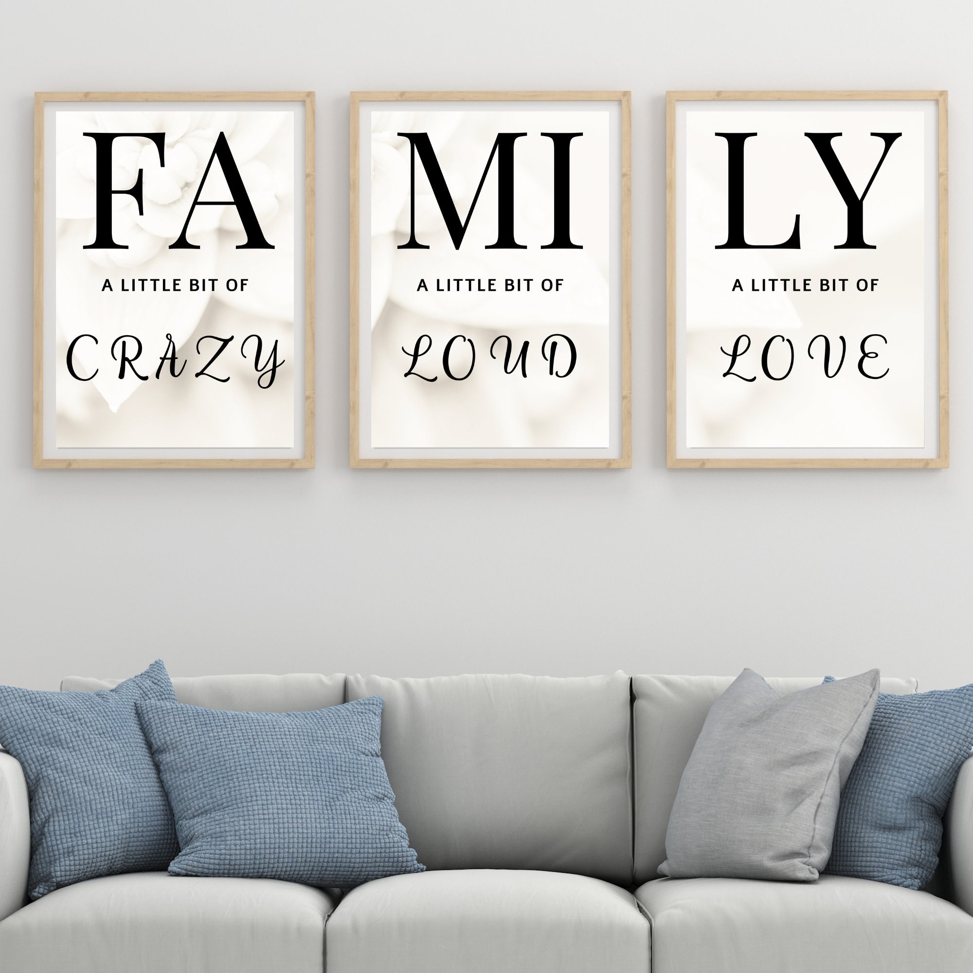 FAMILY SIGN, Family Wall Art Decor, Set of 3 Family Prints, Family is a ...