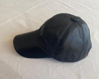 Black Leather Cap, Leather Cap, Genuine Leather Cap, Woman Hats, Man Hats, Leather Baseball Cap,  Snapback Trucker Cap, Trucker Cap