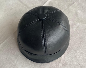 Leather Docker Cap,  Adjustable Cap, Docker Cap, Docker Hat, Docker Beanie, Skull Cap, Leather Skull Cap, Leather Cap, Fisherman Cap