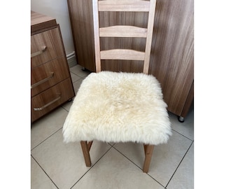Genuine Sheepskin Chair Cover Seat Pad Custom Made White Creamy Beige Natural Tanned Australian Sheepskin Sofa Stool Couch Decorative Cover
