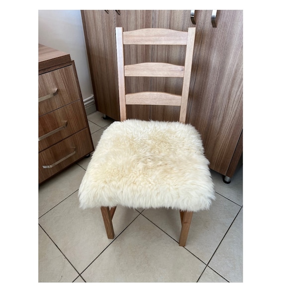 Véritable housse de chaise en peau de mouton coussin de siège sur mesure blanc crémeux Beige naturel tanné australien en peau de mouton canapé tabouret canapé housse décorative