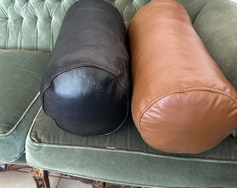 Bolster Pillow Cover, Leather Pillow Cover, Genuine Leather, Leather Bolster Cover, Leather Bolster, Bolster Pillow, Neck Bolster
