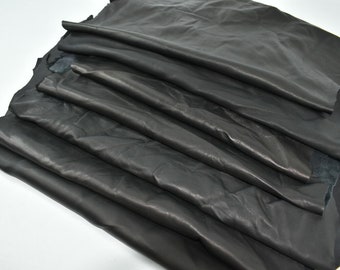 Black Leather Scraps, Genuine Leather, over 12x12 in Diameter, Offcuts Leather, Arts and Crafts, DIY material, Large Leather Scraps