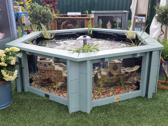 172 Gallon Hexagon Wood Fish Pond – Clear View Garden Aquarium - Etsy