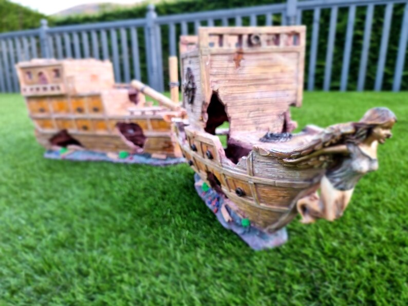 Image showcasing Clear View Garden Aquarium Shipwreck Galleon Aquarium Decor - 1m - Etsy
