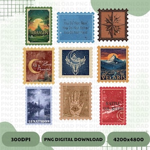 SJM Books Stamp png, ACOTAR TOG Crescent City png For Bookish Fan, Sjm Postage Stamp png, Velaris Bookish Gift
