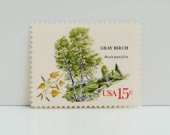 Vintage Unused Stamp - American Trees: Gray Birch - 15 cents