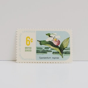 Vintage Unused Stamp - Lady&#39;s Slipper Orchid: Botanical Congress Collection - 6 cents