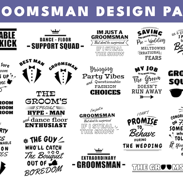 Groomsman Svg Bundle, Groomsman Quotes Svg, Funny Groomsman Quotes, Will You Be My Groomsman, Engaged Svg, Proposal Svg, Wedding Svg Bundle