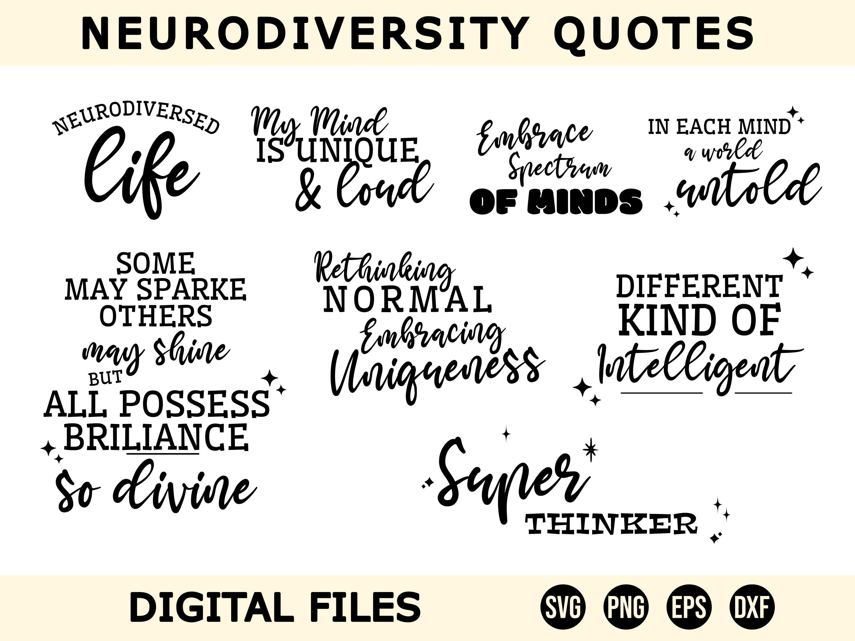 Neurodiversity Svg, Neurodiversity Quotes Bundle, Neurodiversity Life, Neurodiverse, Neuro Diversity, Awareness Svg, Adhd Svg, Spectrum Svg