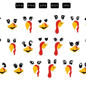 Turkey Face Svg, Turkey Png, Turkey Face Bundle, Cute Turkey Svg, Turkey Face Shirt, Turkey Outline Svg, Cute Turkey, Thanksgiving Bundle