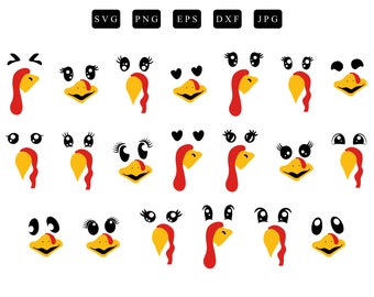 Turkey Face Svg, Turkey Png, Turkey Face Bundle, Cute Turkey Svg, Turkey Face Shirt, Turkey Outline Svg, Cute Turkey, Thanksgiving Bundle