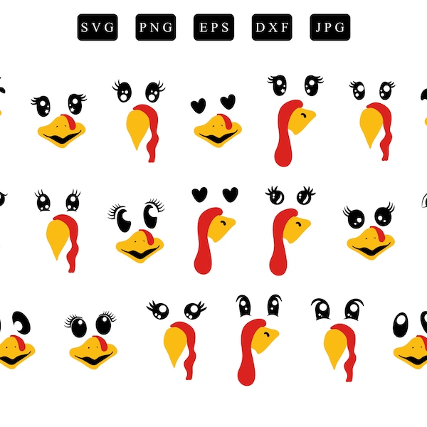 Turkey Face Svg, Turkey Png, Turkey Face Bundle, Cute Turkey Svg, Turkey Face Shirt, Turkey Outline Svg, Cute Turkey, Thanksgiving Bundle