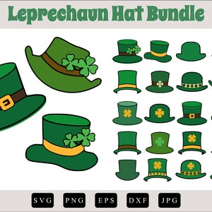 St Patricks Hut Design SVG Bundle, grüner Hut SVG, Zylinder Hut, grüner Hut St. Patricks Accessoires, St