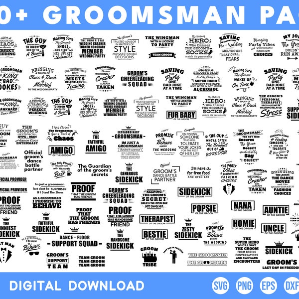 100+ Groomsman Svg Mega Bundle, Groomsman Quotes Svg, Funny Groomsman Quotes, Will You Be My Groomsman, Engaged Svg, Wedding Svg Bundle