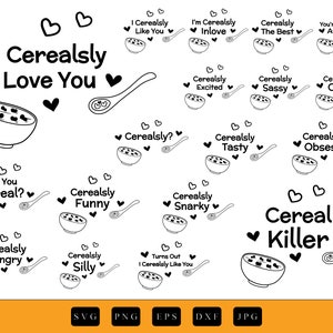 Müsli-Svg, Müsli-Svg-Bundle-Zitate, Müslischüssel-Svg, Ich liebe dich, Müsli-Killer-Svg, Frühstücks-Svg, Schüssel-Svg, Essen-Wortspiel-Svg