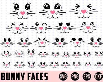 Bunny Face Svg Bundle, Bunny Face Clipart, Cute Bunny, Easter Bunny Svg, Happy Easter Svg, Easter Png Design, Cricut Svg, Sublimation Cricut
