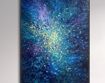 Kosmische Galaxie Texturiertes Ölgemälde Sternennacht Abstraktes Kunstwerk Himmlische Wanddekoration Neujahrsgeschenk Weltraumliebhaber