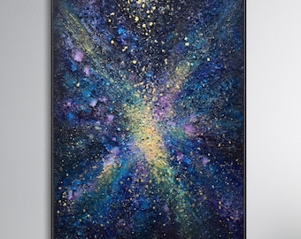 Kosmische Galaxie Texturiertes Ölgemälde Sternennacht Abstraktes Kunstwerk Himmlische Wanddekoration Neujahrsgeschenk Weltraumliebhaber