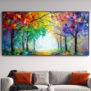 Grande Dipinto Autunnale Foresta Originale Arte Parete Alberi Decorazione Tessuto 3D Soggiorno Quadro Personalizzato Paesaggio a Mano Natura