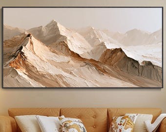 3D Mountain Oil Painting, Abstract Mountain Wall Art, Home Decor, Christmas Gift, Original Palette Knife Painting, Nature Landscape Artwork