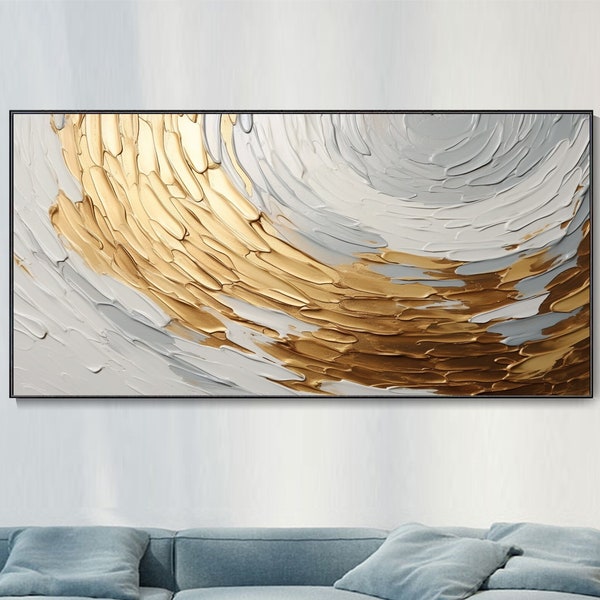 Large Luxurious Gold Foil Oil Painting Abstract Geometric Home Decor Irregular Line Canvas Texture Wall Art Creative Minimalist Original Art