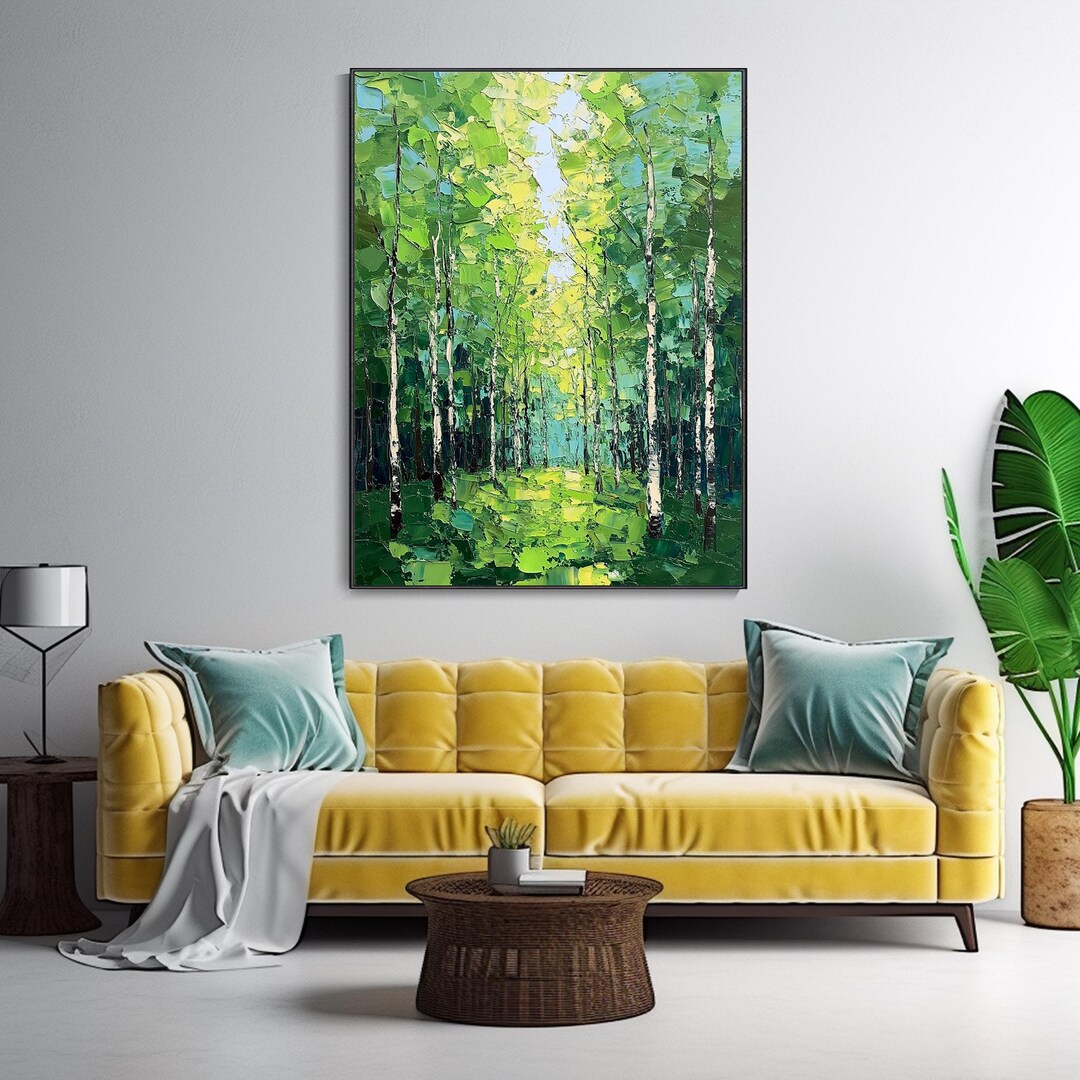 Original Green Forest Oil Painting Sunshine Canvas Wall Art 3D ...