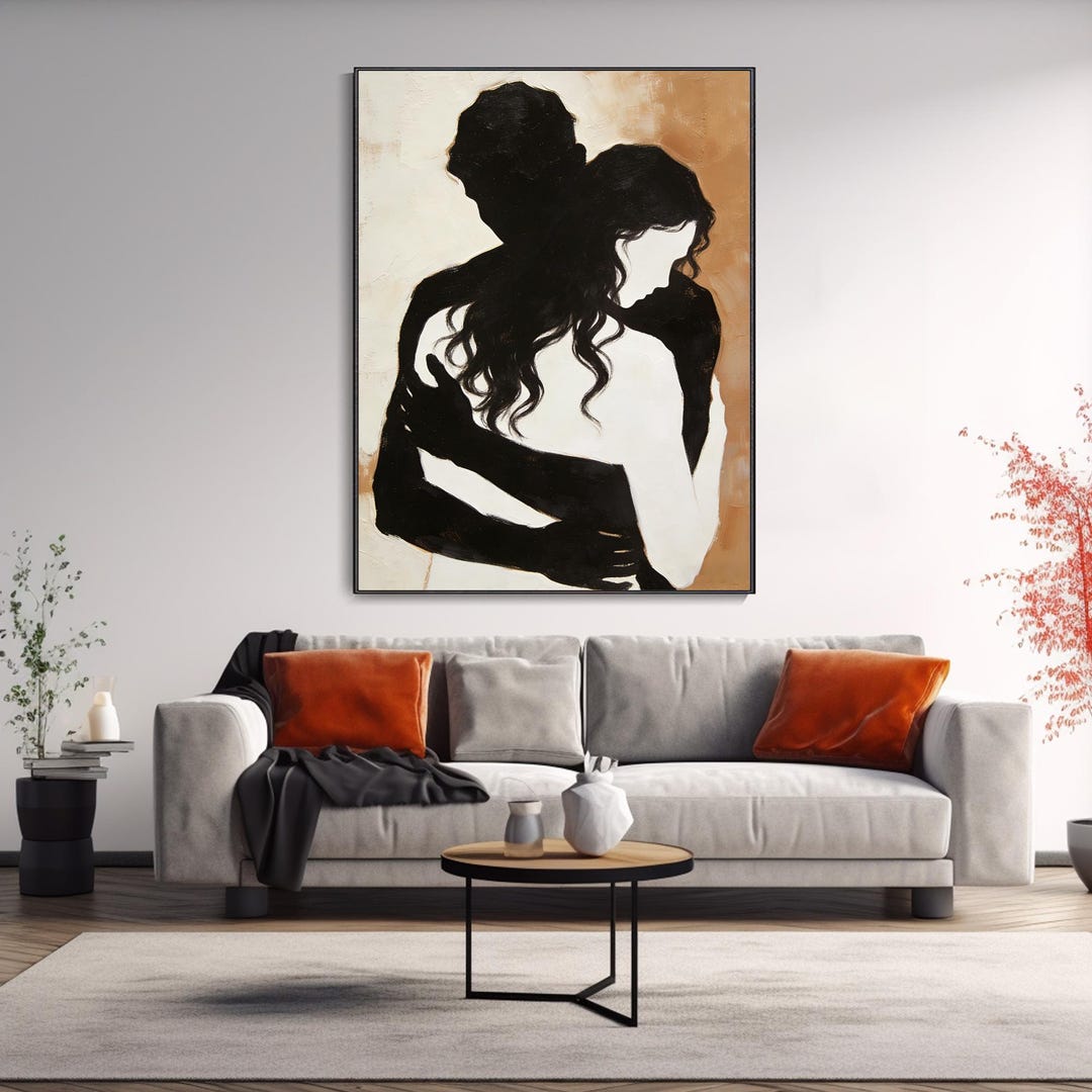 Abstract Intimate Connection Frame Custom Hand Couple Embrace Abstract Figure Modern Minimalist Living ...