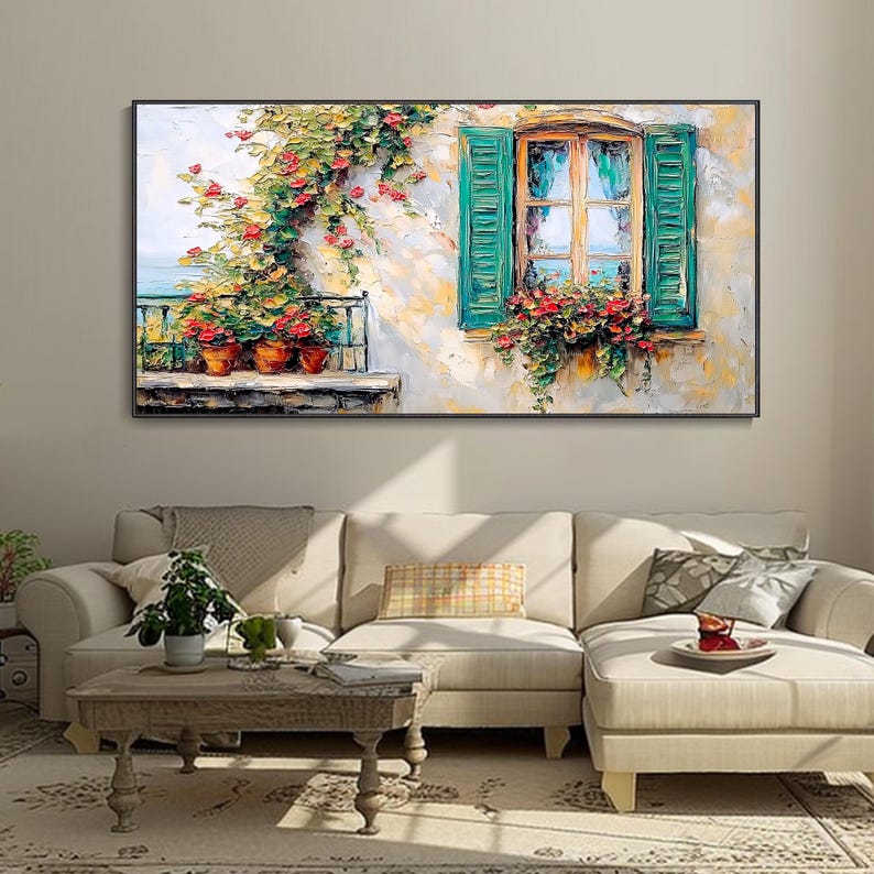 Customized Cafe Dining Room Wall Decor Spring Landscape Canvas Texture