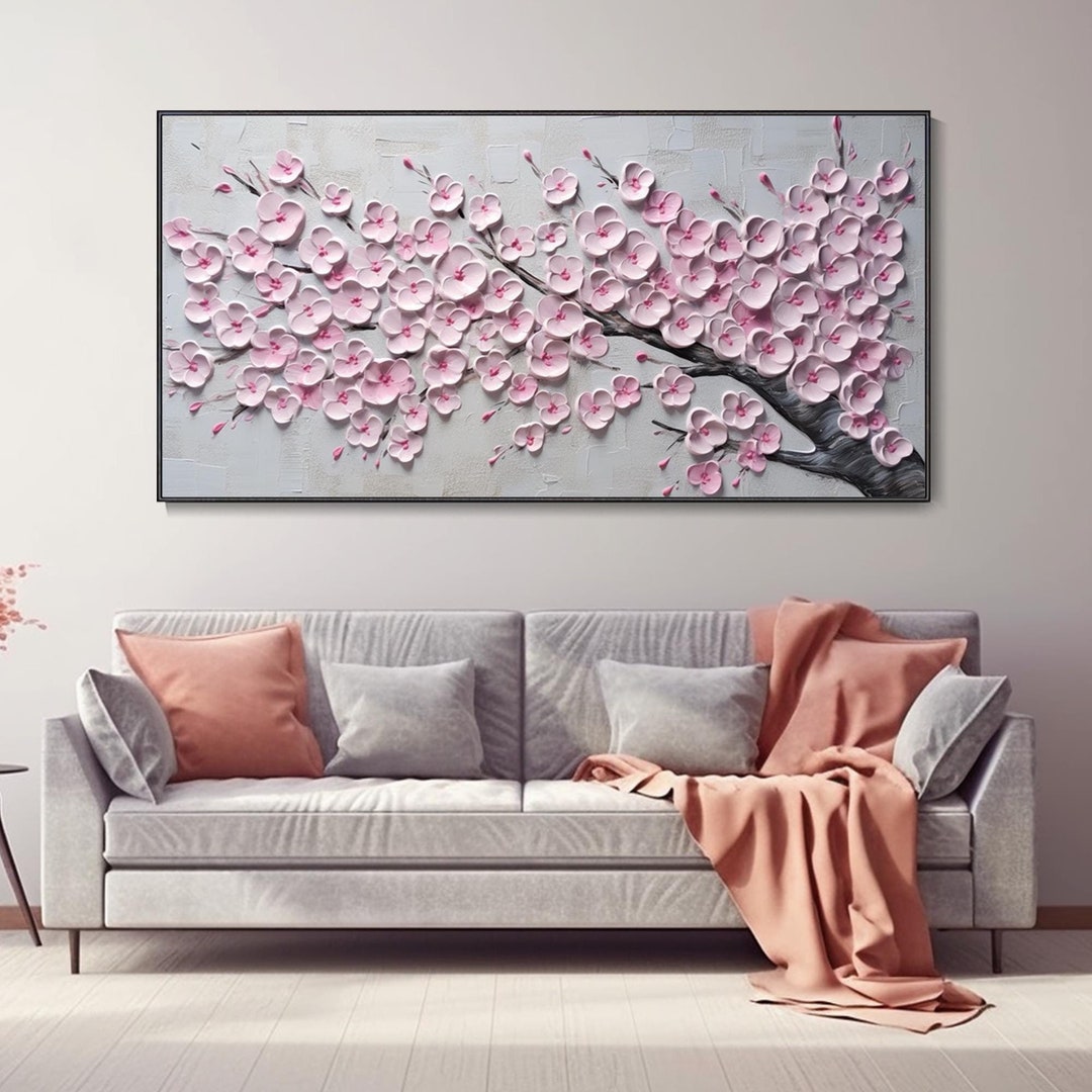 Pink Cherry Blossom Bloom Oil Painting Spring Flower Natural Beauty ...