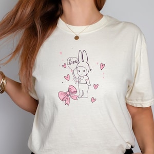 Sonny Angel Tshirt | Comfort Colors® Shirt | Cute Coquette Style Vintage Washed Tee | Gift For Sonny Angels Lovers | Pink Bow