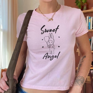 Sonny Angel Baby Tee | Girly Crop Top | Retro Trendy Tshirt | Coquette Shirt | Y2K Baby Tee | Cute Graphic Tee | Sweet Angel