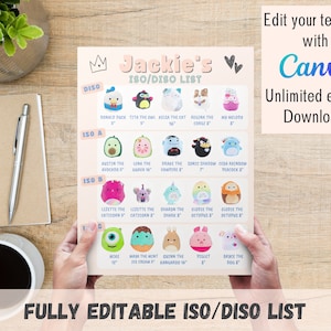 ISO DISO List Template • Customizable In Search Of List • Editable Canva Template • Custom Squishmallow Wish List