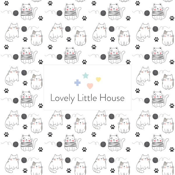 Printable Dollhouse Wallpaper • Pets Collection - Kittens • Digital Miniature Wallpaper