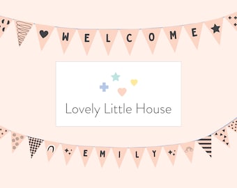 Printable Mini Bunting • DIY Bunting for Dollhouse - 100 Pink Flag Designs • Digital Miniature Garland