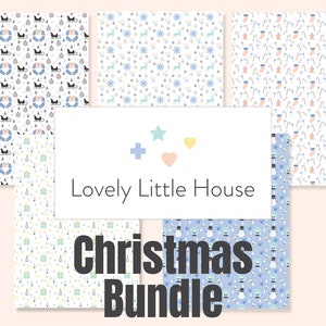 Printable Dollhouse Wallpaper Bundle • Christmas Collection • Digital Miniature Wallpaper • 5 different designs!