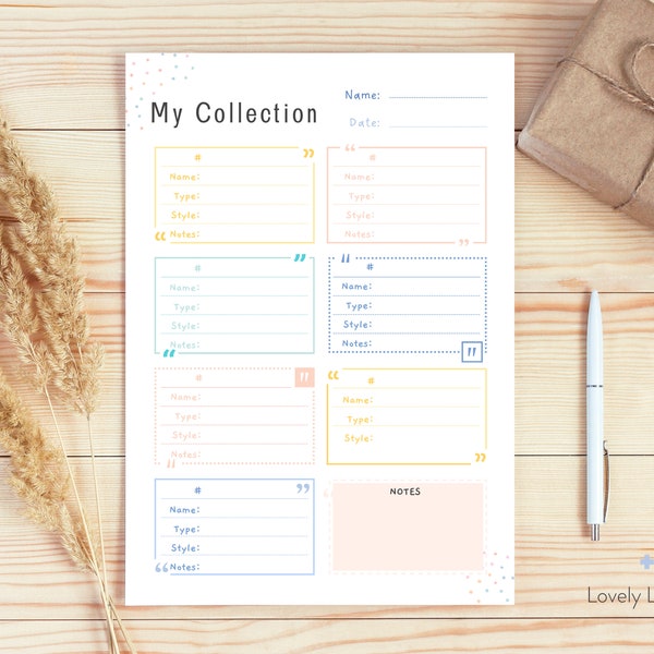 Collectibles Tracking List • Printable Collection Tracker •  Toy Inventory List •  Cards Format • INSTANT DOWNLOAD