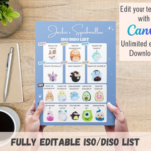 Squishmallow ISO List Template • Editable Desperately In Search Of List • Customizable Canva Template • Custom Wishlist