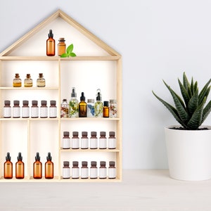 Essential Oil Shelf • Wooden House Shaped Shelf For Essential Oil Display • Spices Rack • Apothecary Shelf