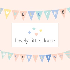 Printable Mini Bunting • DIY Bunting for Dollhouse - 100 Pastel Flag Designs • Digital Miniature Garland