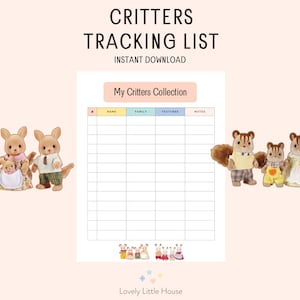 Calico Critters Tracking Spreadsheet • Critters Inventory Sheet • Printable List • INSTANT DOWNLOAD